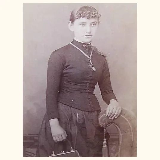 Antique Cabinet Card Photograph - Young Lady Wearing Jewelry