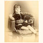 Antique Cabinet Card Photograph - Young Girl with Basket of Flowers