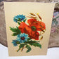 Antique Victorian Chromolithograph - Red Poppies and Blue Anemones