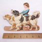 Antique Victorian Die Cut - Young Girl Holding 2 Dogs