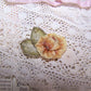 Art Deco French Ribbonwork - Yellow Ombre Floral w/ Green Leaves