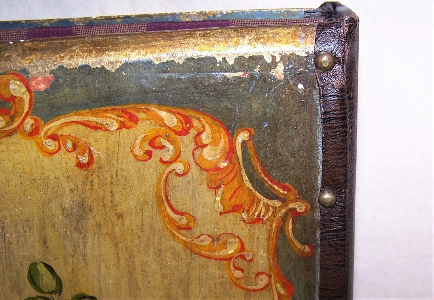 Italian Tole Handpainted Wood Looseleaf Binder - Floral Design