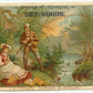 2 Antique Victorian Trade Card for J&P Coats Thread - Lady & Gent Fishing