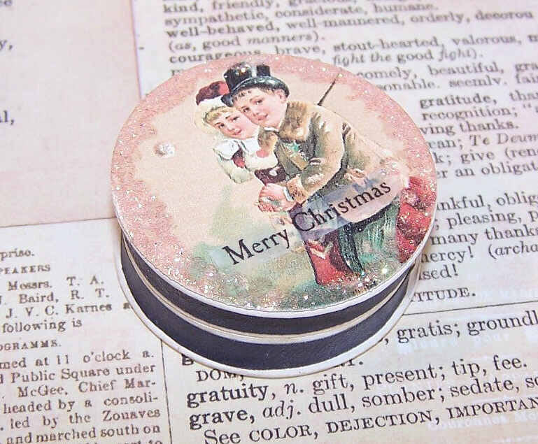 Repurposed Antique French Pharmacy Pill Box | Merry Christmas Shoppers
