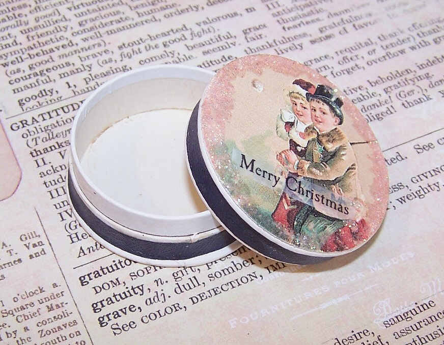 Repurposed Antique French Pharmacy Pill Box | Merry Christmas Shoppers