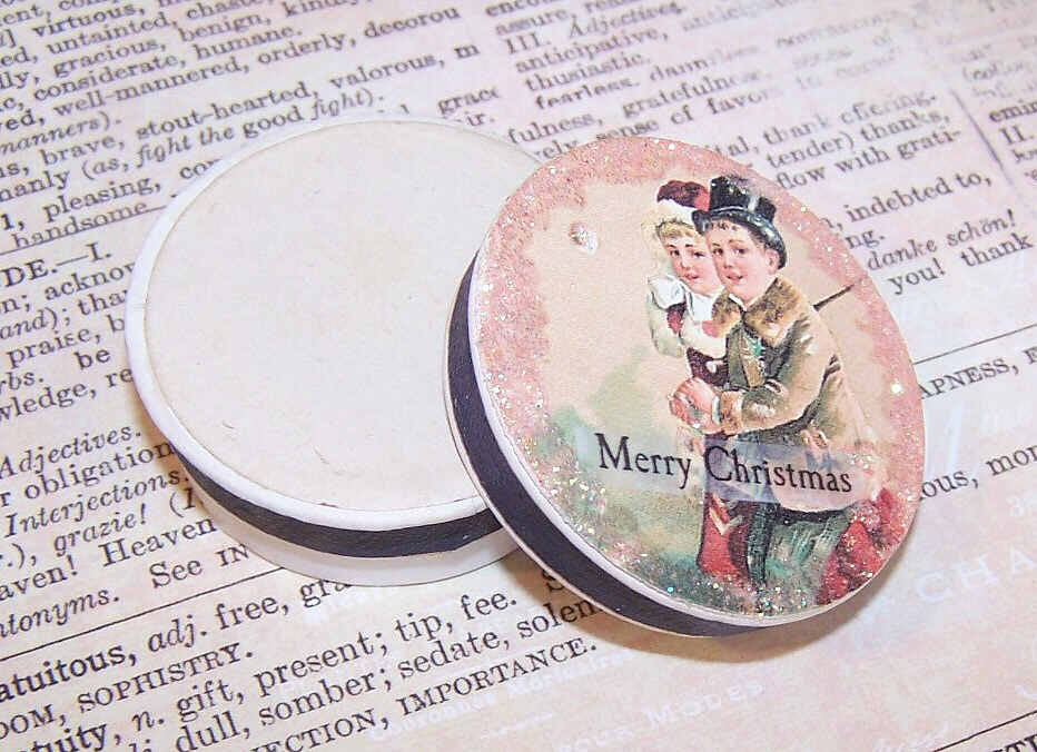 Repurposed Antique French Pharmacy Pill Box | Merry Christmas Shoppers