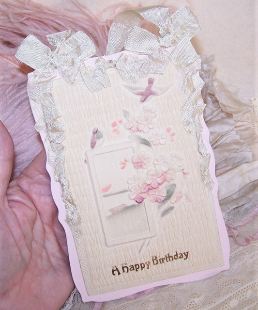 Mixed Media Greeting Card / Gift Tag - Happy Birthday