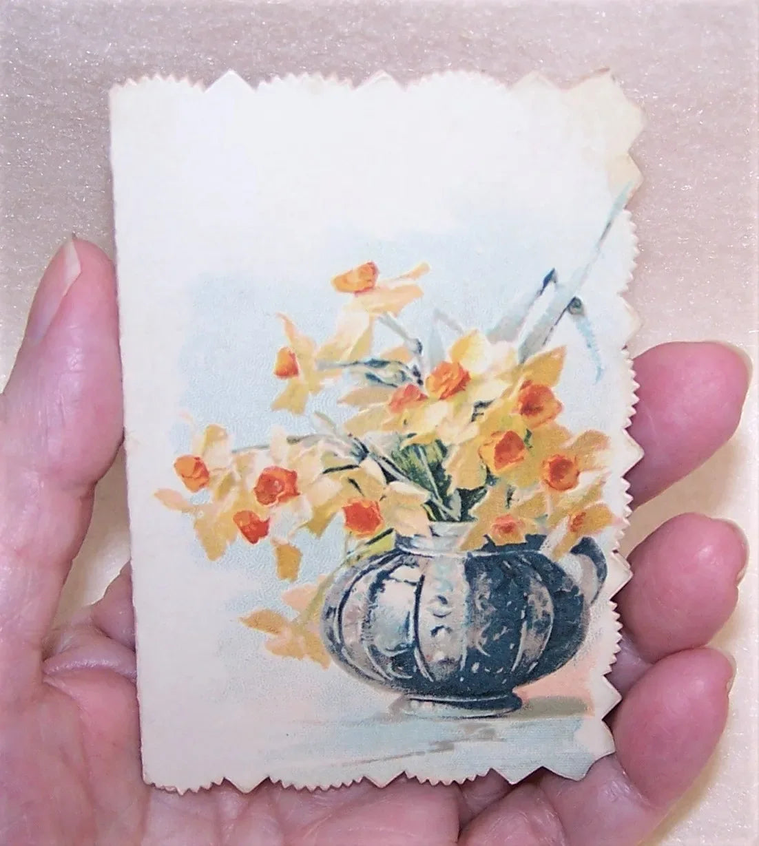 Unused Antique Victorian Greeting Card with Catherine Klein Florals