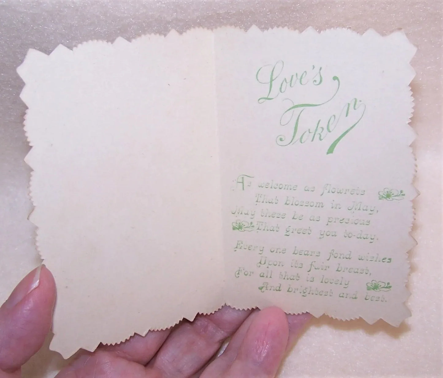 Unused Antique Victorian Greeting Card with Catherine Klein Florals