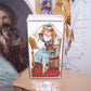 Antique paper jewelry box that might have held a flask of perfume or mini doll! Victorian die cut to top of a young lady, the box is 4" x 2" x 1-1/16" deep.