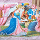 Antique Victorian 5-1/4" x 4-3/16" chromo die cut depicting Cinderella, her Prince and his parents. Condition is nice with paper residue to the back. 