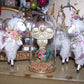 Art Deco Christmas Sticker - Pierrot Clown Design with MERRY XMAS sign - all under a glass dome! Perfect mantel decoration. 3-1/4" x 1-1/2"