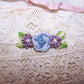 French Revival Ribbonwork Flower Spray - Blue and Mauve Silk with Pearls