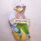 Victorian Revival Chenille Ornament | Little Girl on Egg - Spring is Here