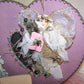 Holiday angel ornament for the home! Burgundy berry accents. Cream fabric dress.  Very lightweight.  Gold cord at back so that she can be hung. 