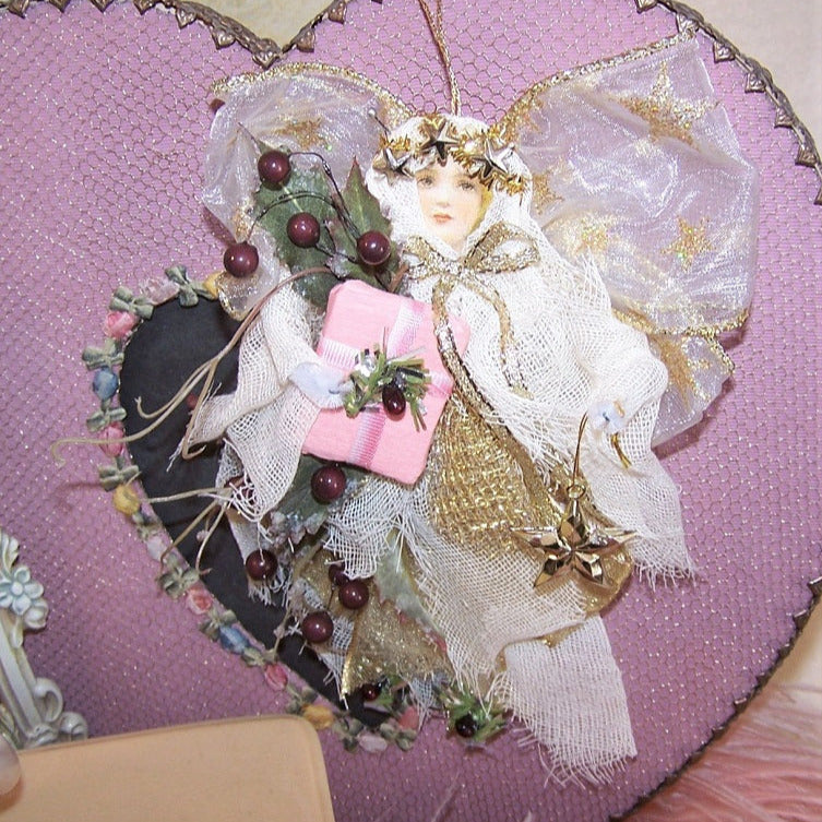 Victorian Revival Mixed Media Holiday Ornament | Guardian Angel