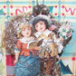 Victorian Revival Mercury Glass Bead & Tinsel Christmas Ornament - Couple Singing a Song