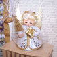 Upcycled Made in Japan Christmas angel ornament. Made of mixed materials, she stands 3-3/4" high x 3" wide. Original price tag. Excellent condition.