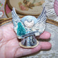 Upcycled Made in Japan Christmas Ornament - Silver Blue Angel