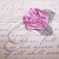 Revival French Ribbonwork Applique - Mauve Satin Rose with Ombre Leaves