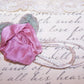 Revival French Ribbonwork Applique - Mauve Satin Rose with Ombre Leaves