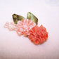 Revival French Ribbonwork -  Orange Peach Silk Flower Applique