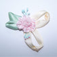 Revival French Ribbonwork Applique - Pink Rose with Leaves & Sugar Pips