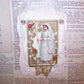 French Napoleon III Revival Souvenir of Premiere Communion.  Mixed materials combined to create this OOAK ornament for a young girl's special day. 9" x 3-1/2". 