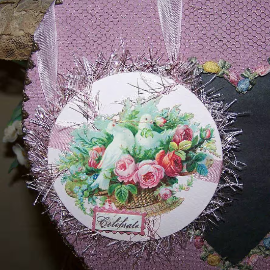 Victorian Revival Decoration / Doves in Basket Ornament - Celebrate