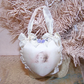 Starting with a Banar Designs pre cut foam form, I covered the heart with cream satin (back) and a silk transfer (front).  The young girl printed to the front is my logo image and she has been printed ever so softly onto the silk.  Cream rayon ribbon edging.  Size is 3-1/2" x 3-1/2".  One of a Kind.