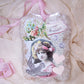 A Happy Birthday.  Re-useable gift tag / card made from mixed materials. Modern day cardstock with repro antique images - a little girl and pink roses. 