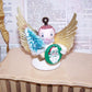 Upcycled Vintage Made in Japan Christmas angel ornament. Made of mixed materials, she stands 2-1/2" x 1-3/8".  Very fine condition.  Hang or stand on a mantel.