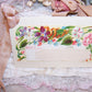 Antique Victorian mixed media gift tag/package decoration. Front of card displays florals; sentiment is MAY JOY BE AROUND YOU.  Reverse is blank. OOAK!