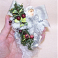 Victorian Revival Mixed Media Holiday Ornament | Silver & Burgundy Angel