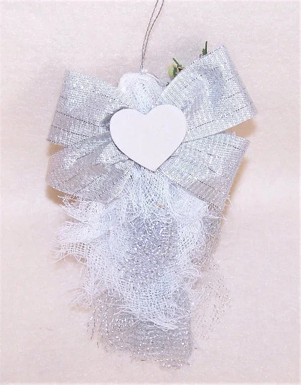 Victorian Revival Mixed Media Holiday Ornament | Silver & Burgundy Angel