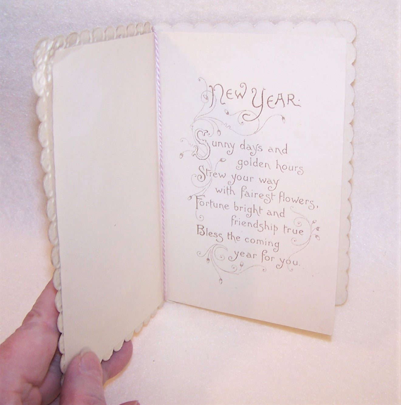 Antique Victorian Embossed Greeting Card - New Year Good Wishes
