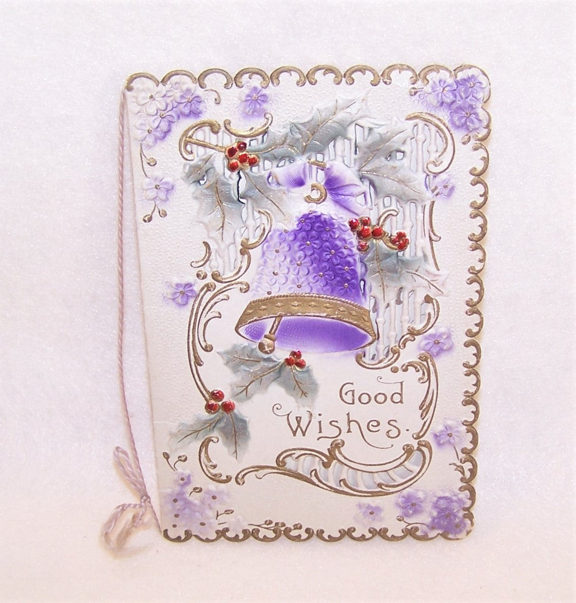 Antique Victorian Embossed Greeting Card - New Year Good Wishes