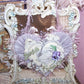 Upcycled Victorian Celluloid Painted Pansies Heart Ornament - Dinna Forget