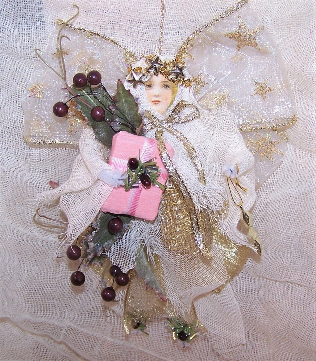 Victorian Revival Mixed Media Holiday Ornament | Guardian Angel